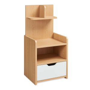 Mesita de noche bordkak cajón y estante 75x35x30cm - roble/blanco [en.casa]