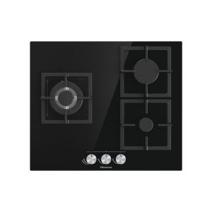 Placa de gas Hisense gg633b 3 zonas 7800w cristal negro
