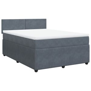 vidaXL cama box spring con colchón terciopelo gris oscuro 160x200 cm