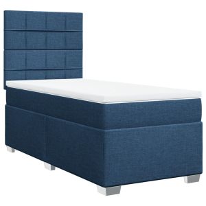 vidaXL cama box spring con colchón tela azul 90x190 cm