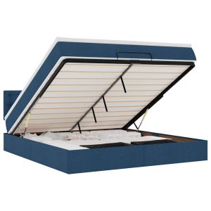 vidaXL cama otomana con colchón y luces LED tela azul 180x200cm