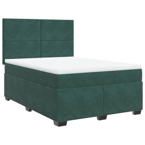vidaXL cama box spring con colchón terciopelo verde oscuro 160x200 cm