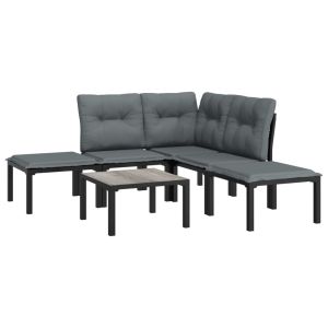 vidaXL juego de muebles de jardín 6 pzas ratán sintético negro y gris