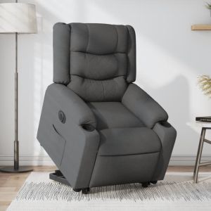 Sillón eléctrico reclinable elevable de tela gris oscuro qweo8026