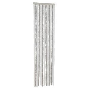 vidaXL cortina antimoscas chenilla gris claro y blanco 56x200 cm