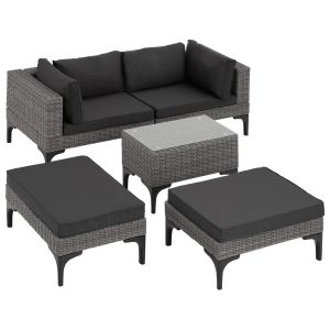 Conjunto de ratán con estructura de aluminio, gris