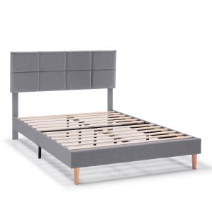 Estructura de cama tapizada silvi de 30 cm, 90x190 cm, gris oscuro