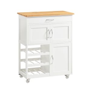 Sobuy carrito de cocina 3 puertas 1 cajón blanco