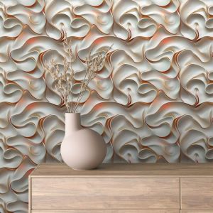 Papel pintado 3d olas beige 60cm por 250cm