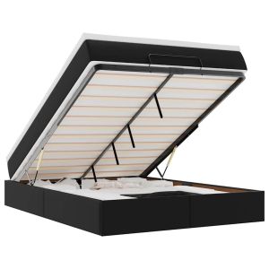 vidaXL estructura cama otomana colchón cuero sintético negro 140x190cm