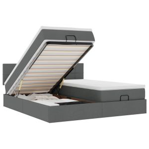 vidaXL estructura cama otomana colchones tela gris oscuro 160x200 cm