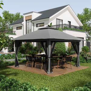 Cenador plegable 4 x 4 m hierro gris oscuro ajustable