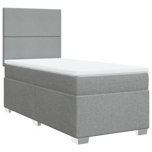 vidaXL cama box spring con colchón tela gris claro 100x200 cm