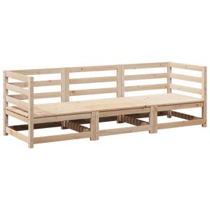 vidaXL juego de sofás de jardín 3 piezas madera maciza de pino
