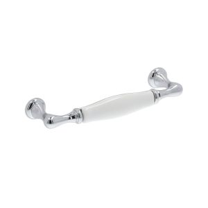 Tirador mueble en zamac y porcel 62 dist entre ejes 96 mm cromo lote de 6
