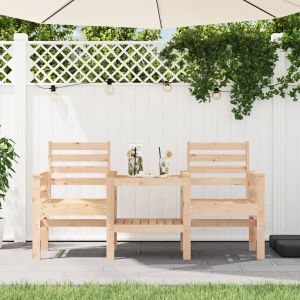 Banco de jardín con mesa 2 plazas madera maciza de pino joy495479