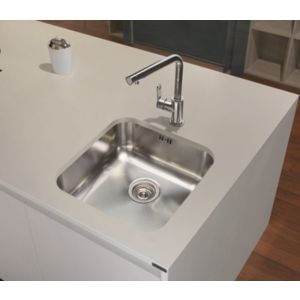 Fregadero de cocina de 1 cubeta, acero inoxidable satinado.