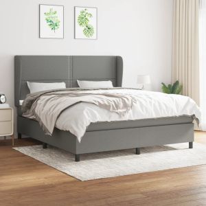Cama box spring con colchón tela gris oscuro 180x200 cm es6781