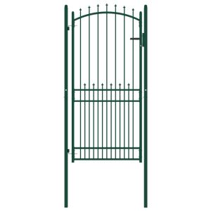 Puerta de valla con picos acero verde 100x200 cm