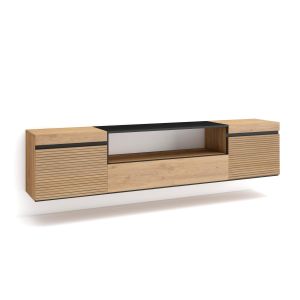 Mueble tv, 200x35x45cm, roble, colgado, suspendido rf3314