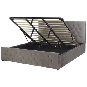 Cama con almacenaje amiens terciopelo gris 180 x 200 cm