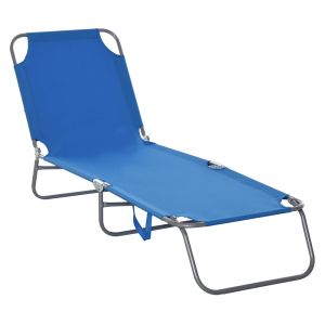 Tumbona plegable 187x55x24 cm metal, tela oxford color azul Outsunny