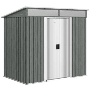 Caseta de jardín 195x122x181,5 cm acero galvanizado color gris Outsunny