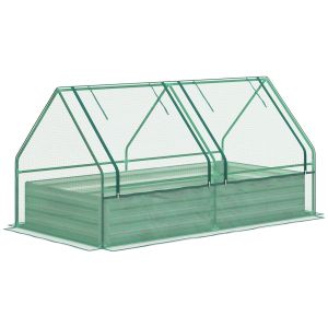 Jardinera con invernadero 185x95x92 cm acero galvanizado, pe color verde