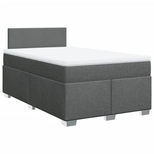 vidaXL cama box spring con colchón tela gris oscuro 120x200 cm
