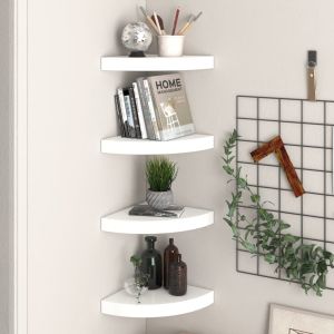 Estante flotante de pared 4 uds mdf blanco brillo 25x25x3,8 cm es3986
