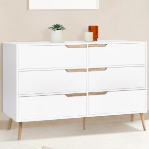 Cómoda escandinava - blanco madera - 6 cajones - 115 cm