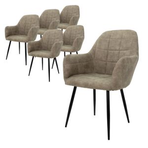 6x sillas de comedor verde oliva tapizado con respaldo y apoyabrazos
