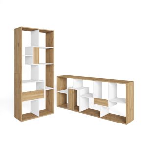Librería estantería, 162x67x31cm, roble y blanco
