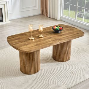 Mesa de comedor ovalada para 6 a 8 personas mdf color madera
