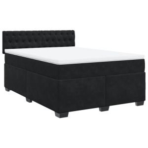 vidaXL cama box spring con colchón terciopelo negro 140x200 cm