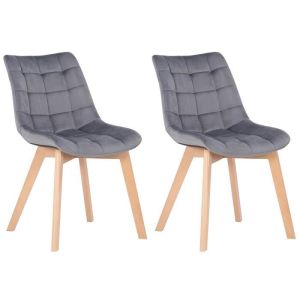 Sillas comedor tapizadas terciopelo gris - 2 uds - 82 cm