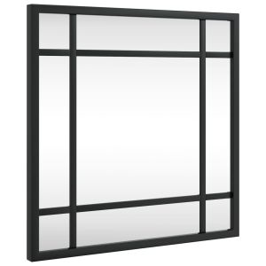 vidaXL espejo de pared cuadrado de hierro negro 30x30 cm