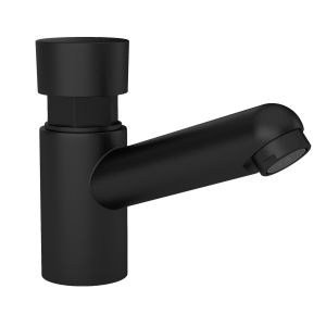 Valaz grifo de lavabo bajo con pulsador temporizador negro mate