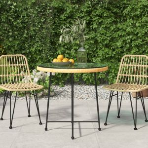 Mesa de comedor de vidrio templado y acero ø80 cm