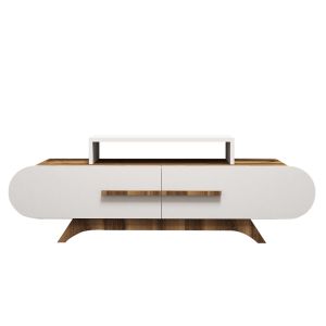 Mueble de tv 2 puertas decorado nogal y blanco l145 cm - rose