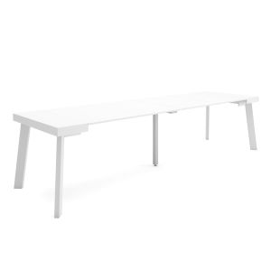 Mesa consola extensible, 58/302x90x73cm, blanco, patas de madera rf3110