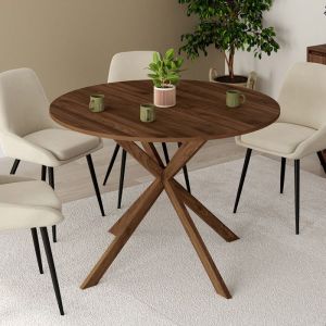 Mesa comedor redonda alix nogal 6 plazas - 110 cm