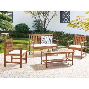 Conjunto de jardín con mesa 4 plazas altidona madera de acacia blanco crema