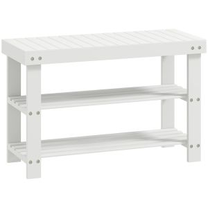 Banco zapatero 70x28x45 cm bambú color blanco Homcom