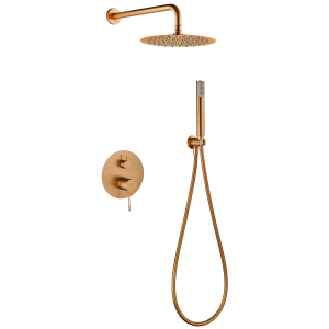 Conjunto ducha monomando empotrado genova oro rosa cepillado [ imex® ]