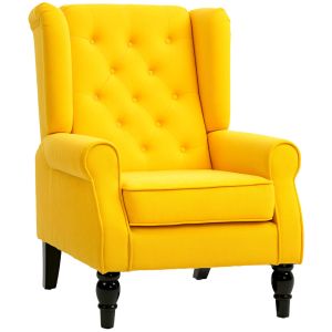 Butaca de salón franela de nieve, madera de eucalipto color amarillo
