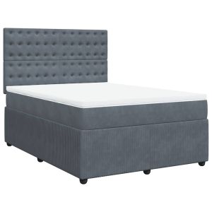 vidaXL cama box spring con colchón terciopelo gris oscuro 140x200 cm