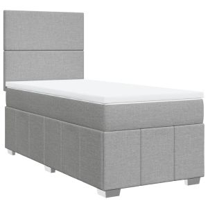 vidaXL cama box spring con colchón tela gris claro 90x200 cm