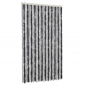 vidaXL cortina antimoscas chenilla gris y negro 100x230 cm
