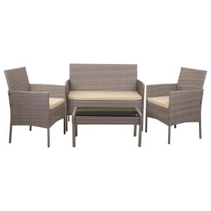 Set mesa, sofá y 2 sillones color gris